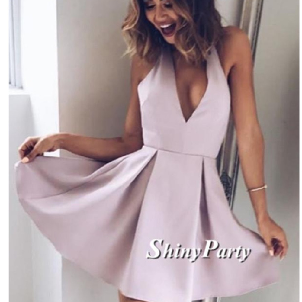 Trac V-Neck Mauve Skater Dress